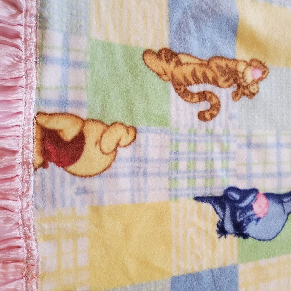 Disney Winnie the Pooh Fleece Baby blanket Tigger Eeyore Piglet Patchwork Pastel